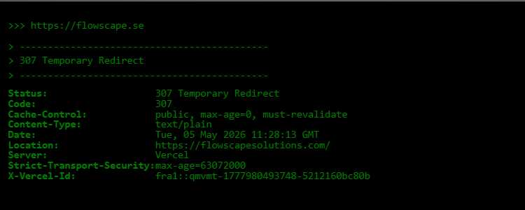 307 redirect server response from flowscape.se